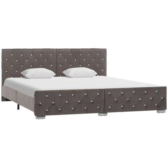 Cadre de lit sans matelas gris velours 180x200 cm
