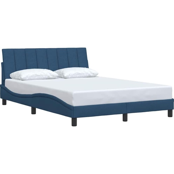 Cadre de lit sans matelas Hanko bleu 140x190 cm tissu