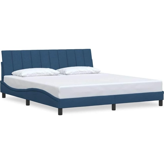 Cadre de lit sans matelas Hanko bleu 180x200 cm tissu