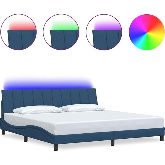 Cadre de lit sans matelas Hanko bleu 200x200 cm Tissu