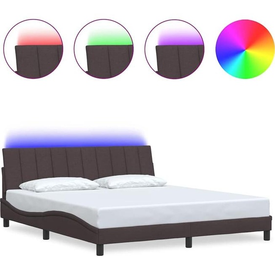 Cadre de lit sans matelas Hanko brun foncé 180x200 cm Tissu