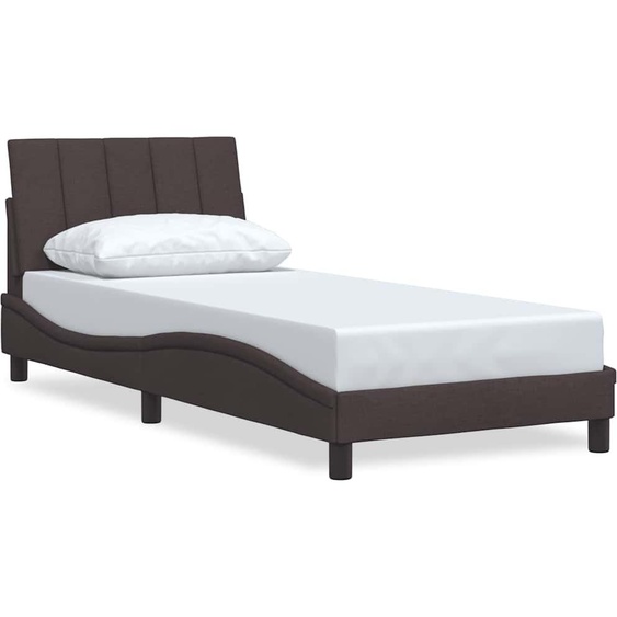 Cadre de lit sans matelas Hanko marron foncé 90x190 cm tissu
