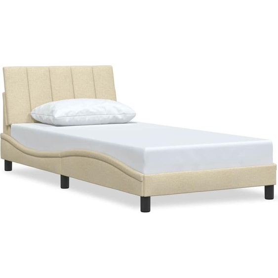 Cadre de lit sans matelas Hanko crème 100x200 cm tissu