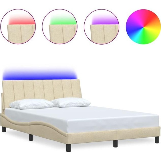 Cadre de lit sans matelas Hanko Crème 140x200 cm Tissu