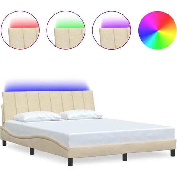 Cadre de lit sans matelas Hanko Crème 160x200 cm Tissu