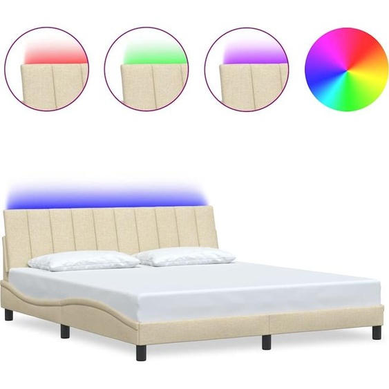 Cadre de lit sans matelas Hanko Crème 180x200 cm Tissu