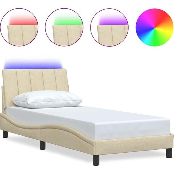 Cadre de lit sans matelas Hanko Crème 80x200 cm Tissu