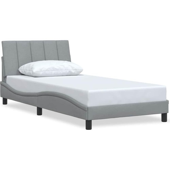 Cadre de lit sans matelas Hanko gris clair 100x200 cm tissu