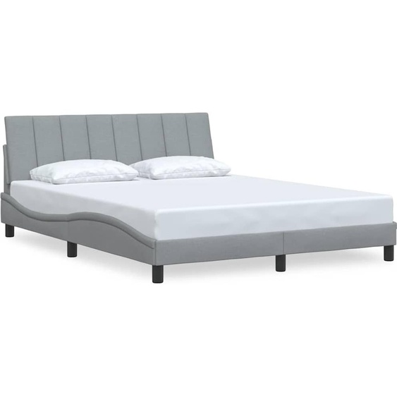 Cadre de lit sans matelas Hanko gris clair 160x200 cm tissu