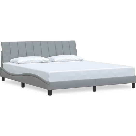 Cadre de lit sans matelas Hanko gris clair 180x200 cm tissu