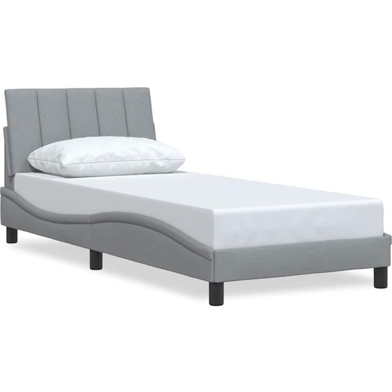 Cadre de lit sans matelas Hanko gris clair 90x190 cm tissu