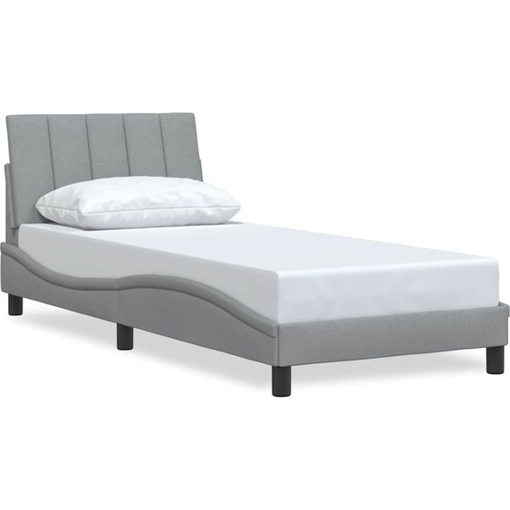 Cadre de lit sans matelas Hanko gris clair 90x200 cm tissu
