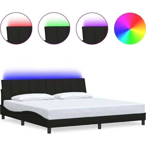 Cadre de lit sans matelas Hanko noir 200x200 cm Tissu