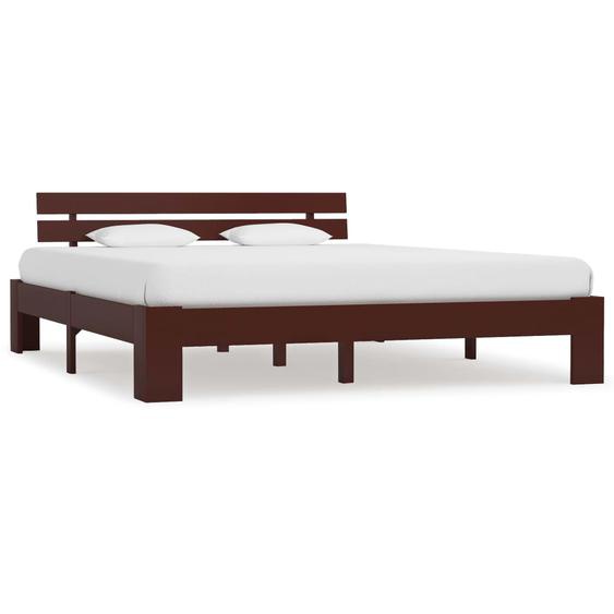 Cadre de lit sans matelas marron foncé 140x200 cm pin massif