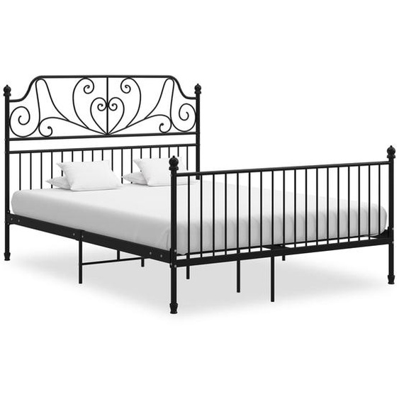 Cadre de lit sans matelas noir métal 160x200 cm