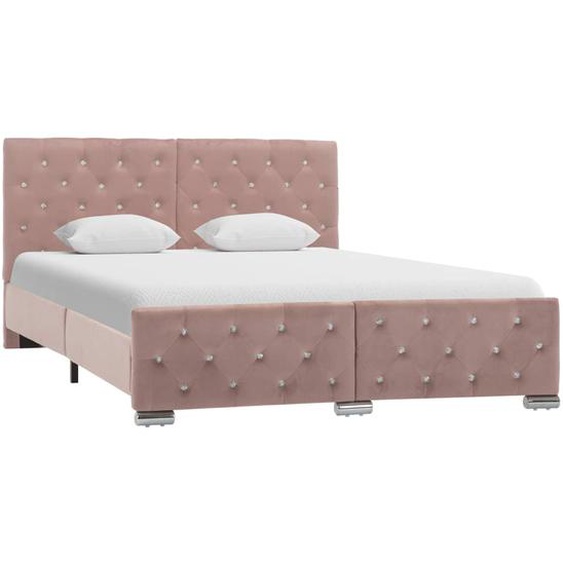 Cadre de lit sans matelas Rose Velours 140x200 cm