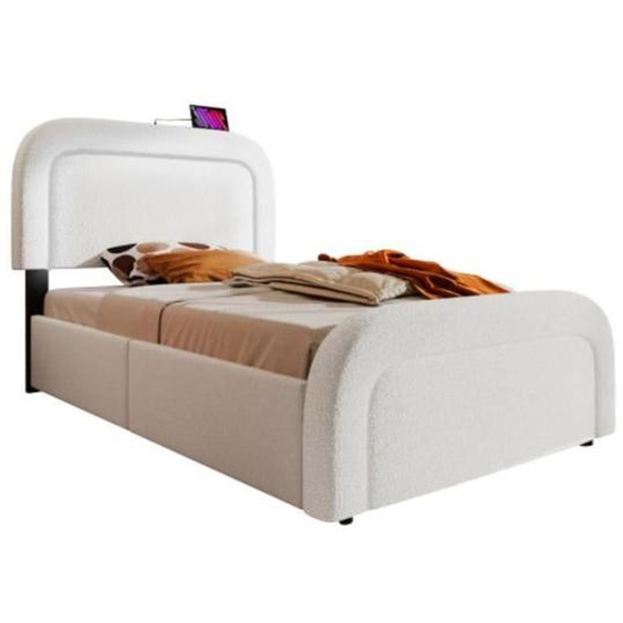 ARTURESTHOME Cadre de lit multifonctionnel avec éclairage led-208×102cm-Beige