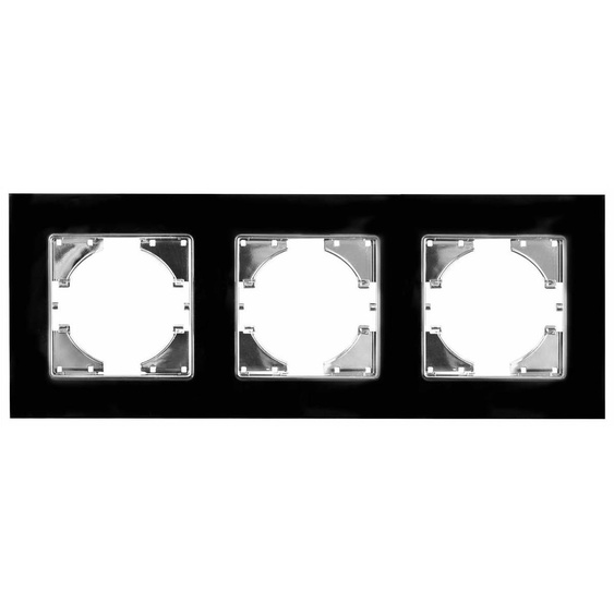 Cadre encastrable en verre noir, composé de 3 éléments, disposés horizontalement