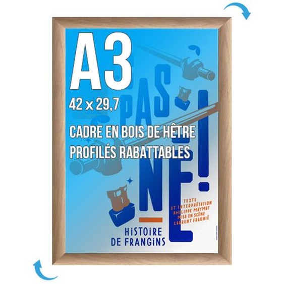 Cadre mural Clic-Clac Format A3 - Intérieur et extérieur - Finition aluminium Bois Hêtre clair