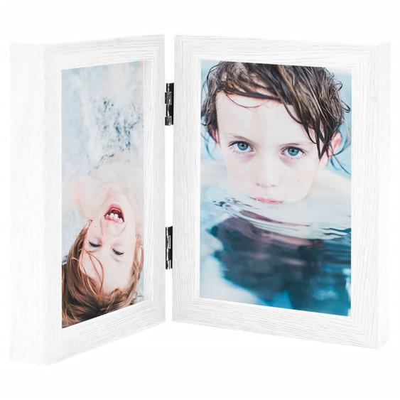 Cadre photo dépliable en deux Blanc 2x(13x18 cm)