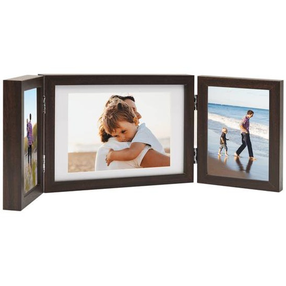 Cadre photo dépliable Marron foncé 28x18 cm+2x(13x18 cm)