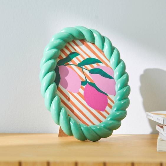 Cadre photo ovale vert -