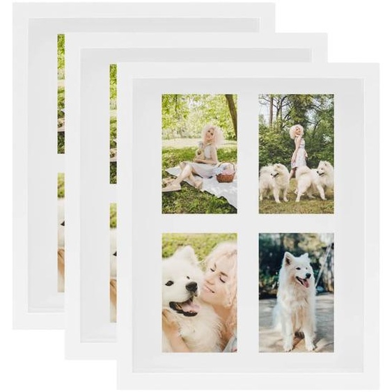 Cadres photo 3D 3 pcs Blanc 28x35 cm pour photos 4x(10x15 cm)