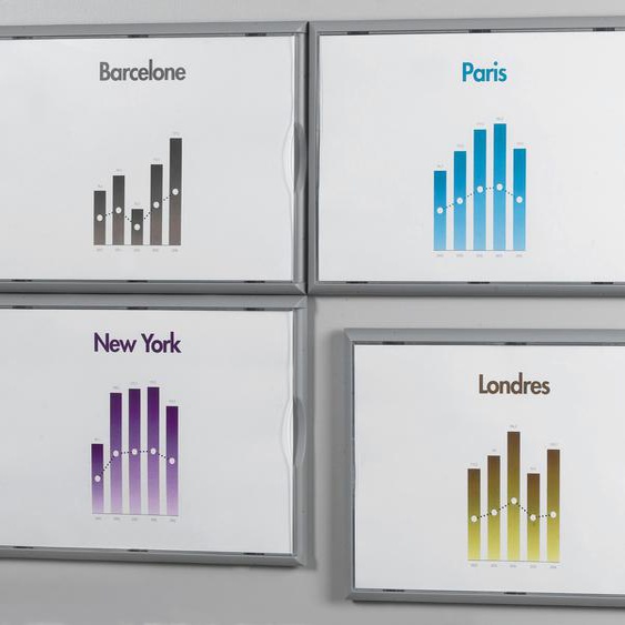 CadrInfo A4 en polystyrène - Coloris aluminium - Lot de 4