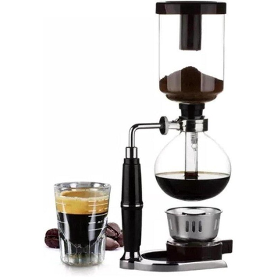 Cafetière à siphon en verre pour café filtré à la main - Socle en acier inoxydable - Cafetière classique - Cafetière à dépression - Théière - Pour la maison et le télétravail
