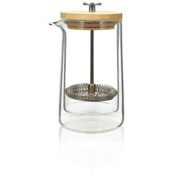 Cafetiere piston octave 350ml en verre double paroi couvercle bois