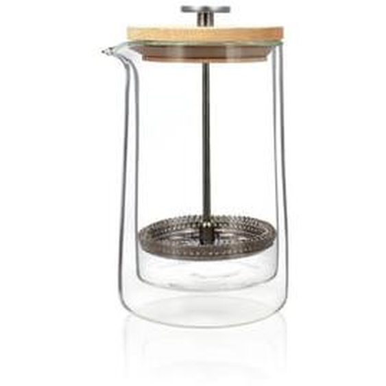 Cafetiere piston octave 500ml en verre double paroi couvercle bois