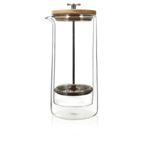 Cafetiere piston octave 800ml en verre double paroi couvercle bois