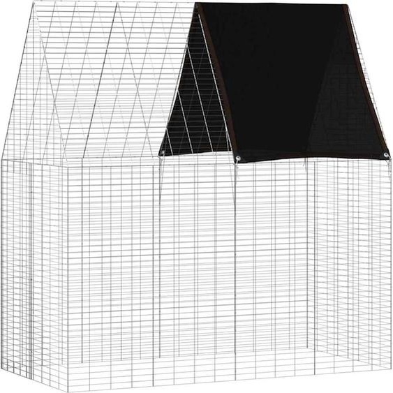 Cage à lapins argentée 200 x 100 x 210 cm en acier galvanisé