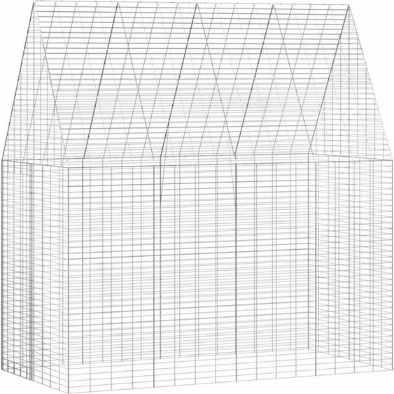 Cage à lapins argentée 200 x 100 x 210 cm en acier galvanisé