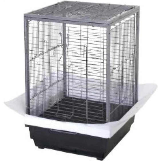 Cage à oiseaux 60 cm - Cage à perroquets - Bac inférieur amovible - Poignée de transport - Cadre en fer robuste - Noir
