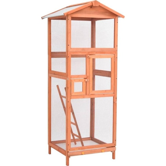 Cage à oiseaux 68x62x166 cm en bois massif dépicéa