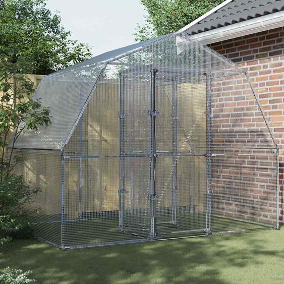 Cage à oiseaux avec porte argenté acier galvanisé