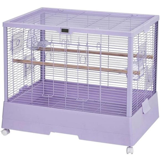 Cage à oiseaux - Cage de transport et de voyage pour perruches et petits perroquets - 71 cm - Plateau amovible - Portable - Fer - Violet