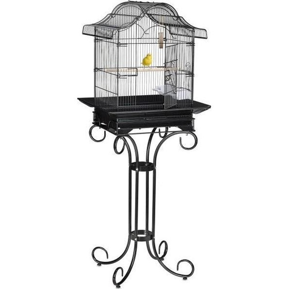 Cage à oiseaux noire avec support