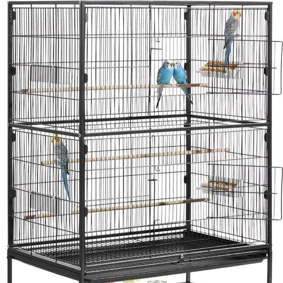 Cage à oiseaux VEVOR, 800x520x1320 mm, volière en fer forgé avec perchoirs, bac & mangeoires en plastique, roulettes, volière pour perroquets, mésanges bleues, nymphéas & canaris