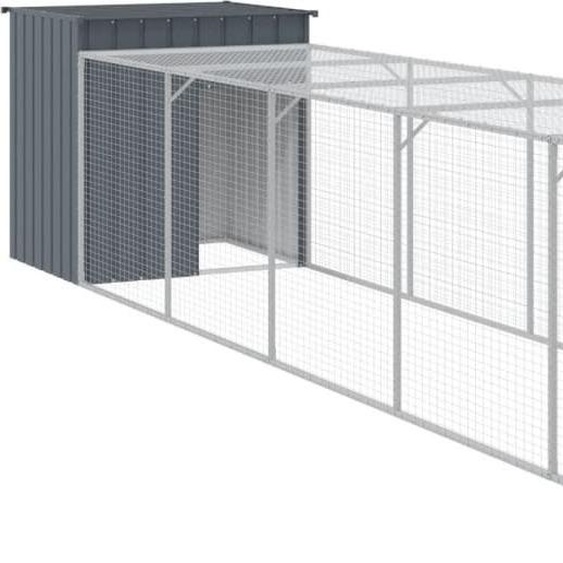 Poulailler avec cour anthracite 110x609x110 cm acier galvanisé
