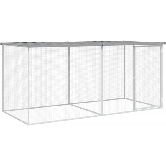 Cage à poulets avec toit gris clair 203 x 98 x 90 cm en acier galvanisé