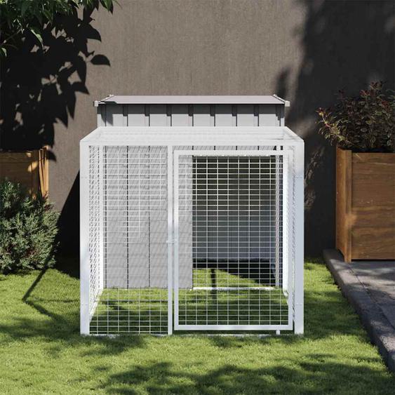 Cage à poulets avec enclos gris clair 110 x 201 x 110 cm acier galvanisé