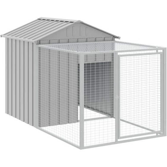 Cage à poulets avec enclos gris clair 117 x 201 x 123 cm acier galvanisé