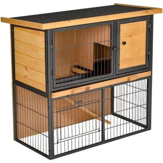 Cage de jardin pour lextérieur - Résistante aux intempéries - Avec passerelle - Cage - Grande maison pour lapins - Noire