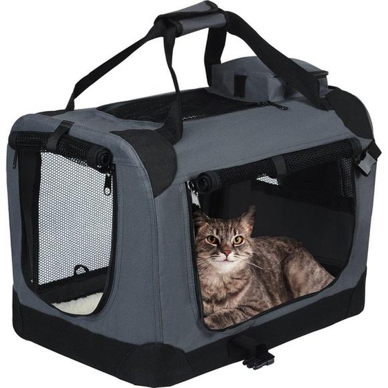 Cage de transport pour chien Bolt Edge – Cage de transport pliable en tissu pour voiture – Grise – Cage confortable pour chien 46 x 36 x 41 cm – Facile à nettoyer – Idéale pour les voyages