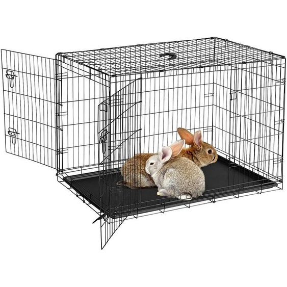 Cage de transport pour lapin, cage pliable pour chien en fil métallique avec bac de sol