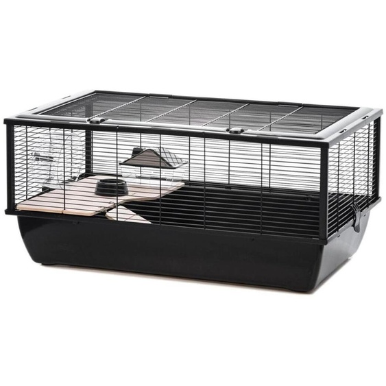 Cage, en bois/métal/plastique, dimensions : 48 x 48 x 36 cm