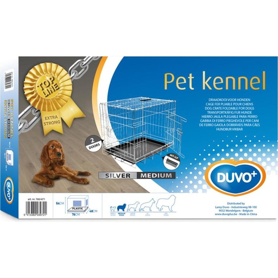 Cage métallique Duvo+ Topline avec 2 portes chromées, dimensions : 76 x 48 x 54 cm