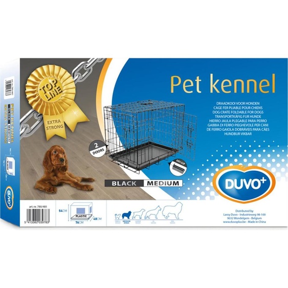 Cage métallique Duvo+ Topline avec 2 portes noir, dimensions : 76 x 48 x 54 cm